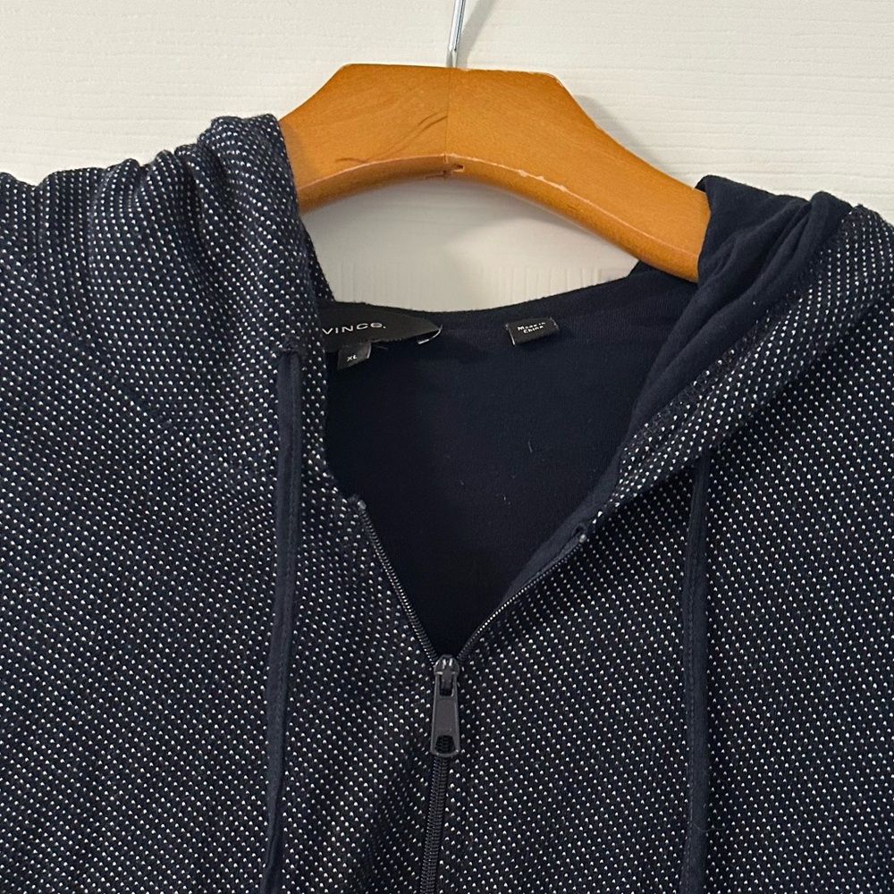 Vince Navy Blue and white polka dots zipper jacket size XL - Picture 3 of 4